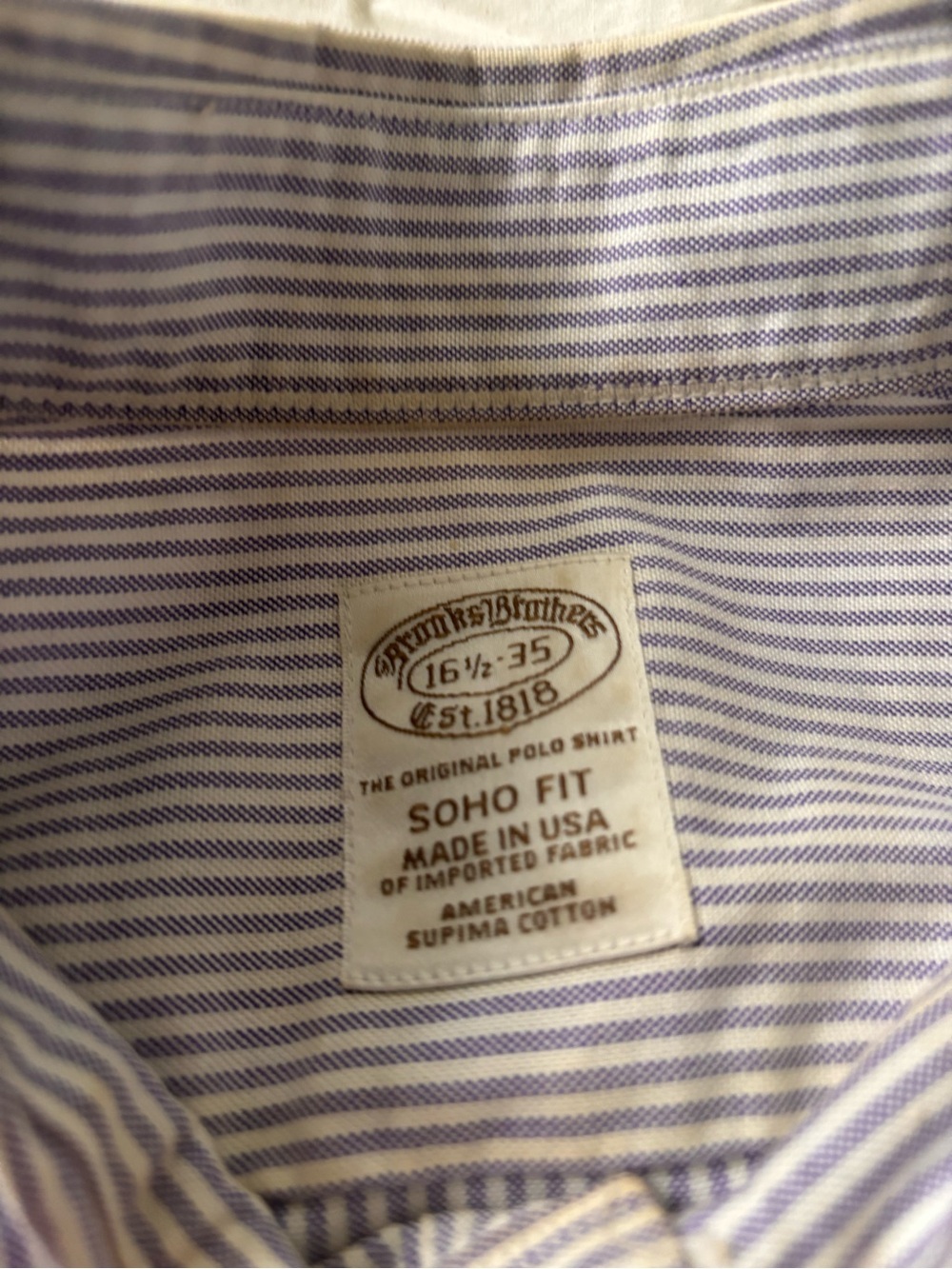 BROOKS BROTHERS Dress Shirts (Purple/White, 100% Cotton)